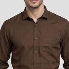 Men's Brown Formal Shirt, Brown, small
