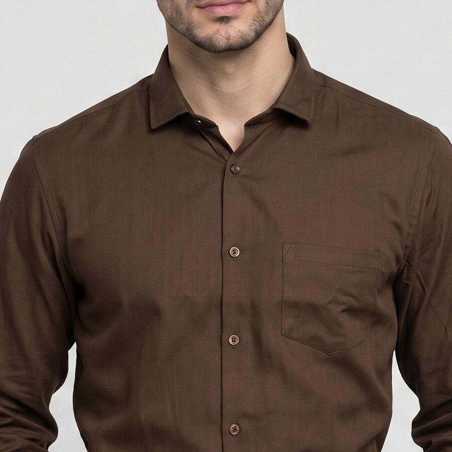 Men's Brown Formal Shirt, Brown, large