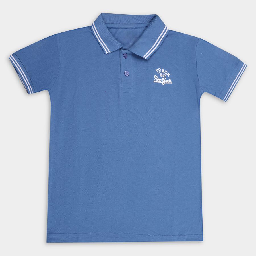 Boys' Half Sleeves T-Shirt , Mid Blue, large image number null