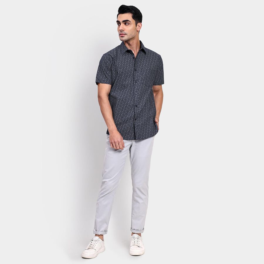 Men's 100% Cotton Casual Shirt, नेवी ब्लू, large