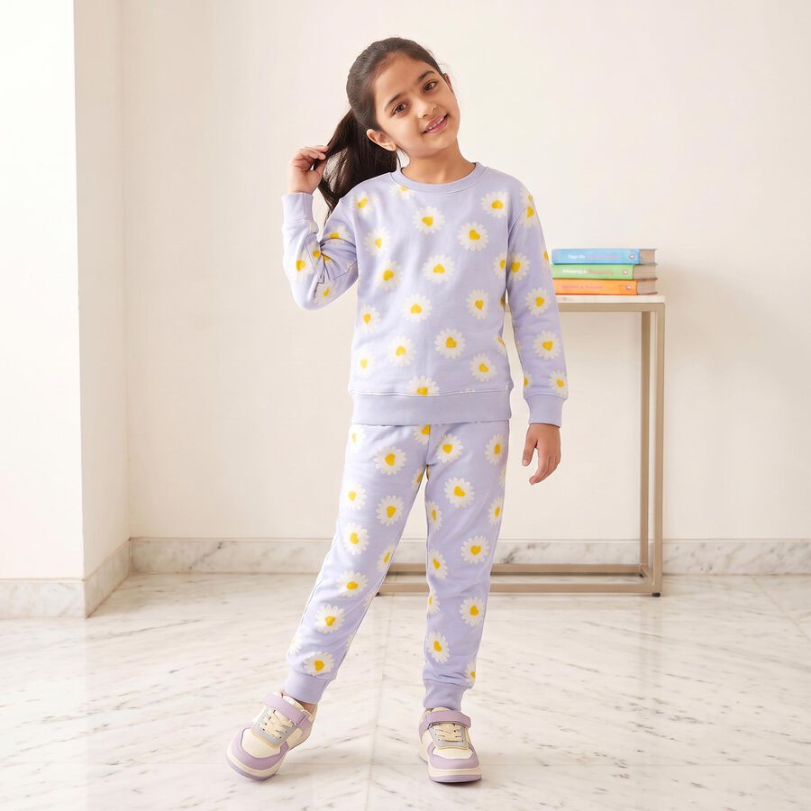 Girls Light Blue Round Neck Lounge Hipster Set, Light Blue, large