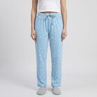 Women's Light Blue Straight Fit Floral Cotton Blend Pyjama, Light Blue, small