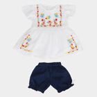 Infants White Round Neck Co-ord Set Upper and Bottom Set, White, small