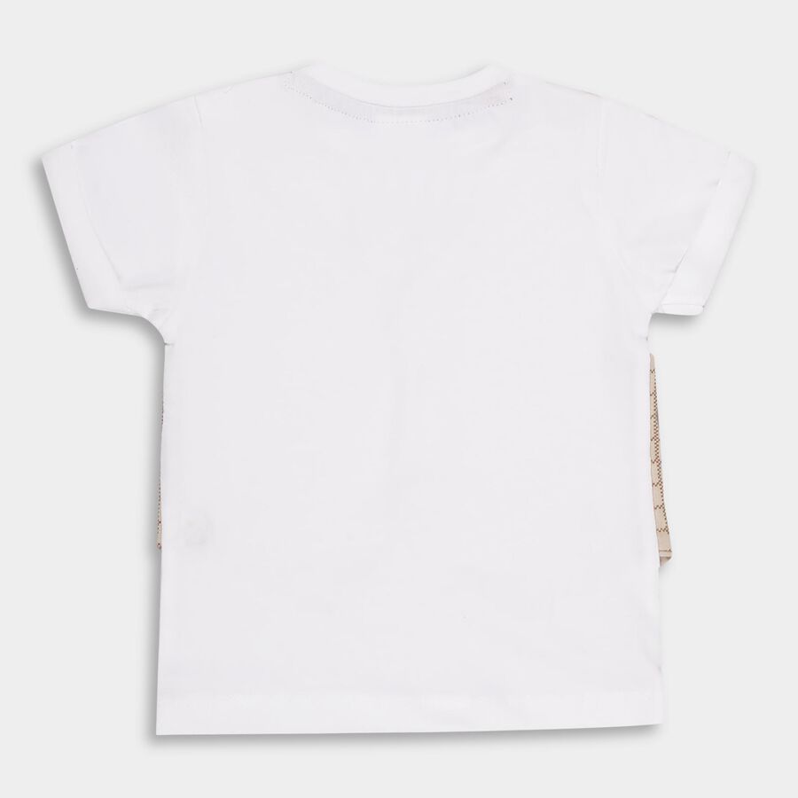 Infants' Beige Cotton Round Neck Striped Baba Suit, Beige, large