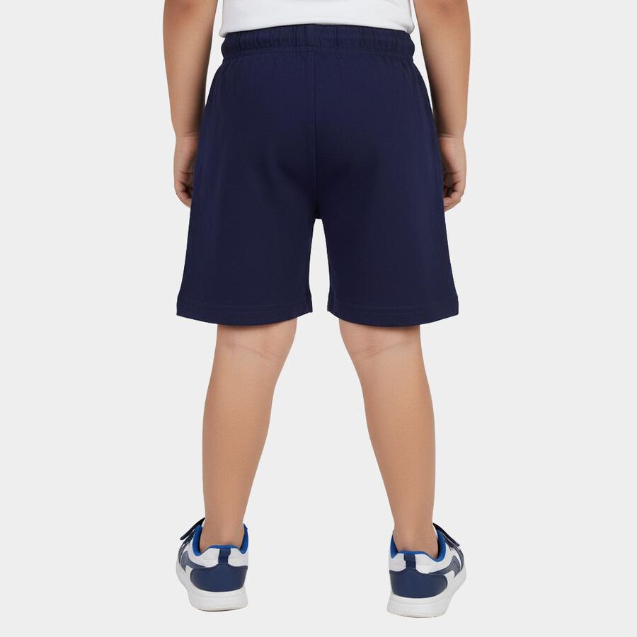 Boys' Navy Blue Regular Fit Skater Print Bermuda Shorts, नेवी ब्लू, large