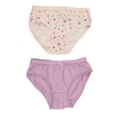Girls' Lavender and Cream Cotton Briefs Pack of 2