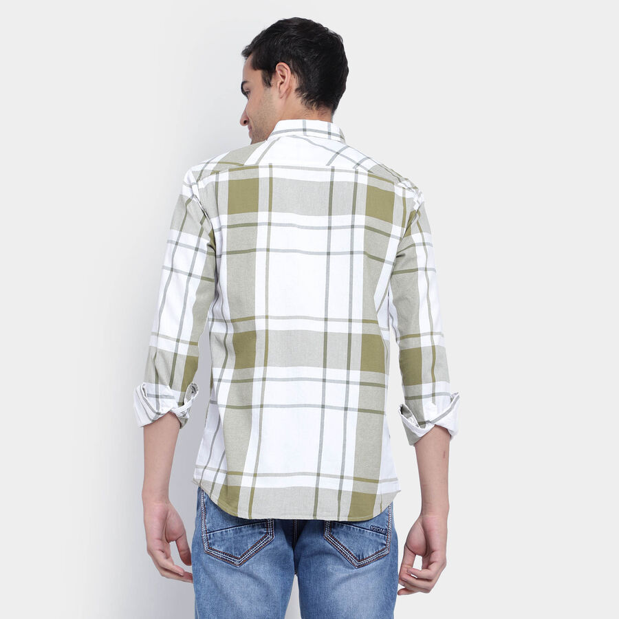 Cotton Checks Casual Shirt, Light Green, large image number null