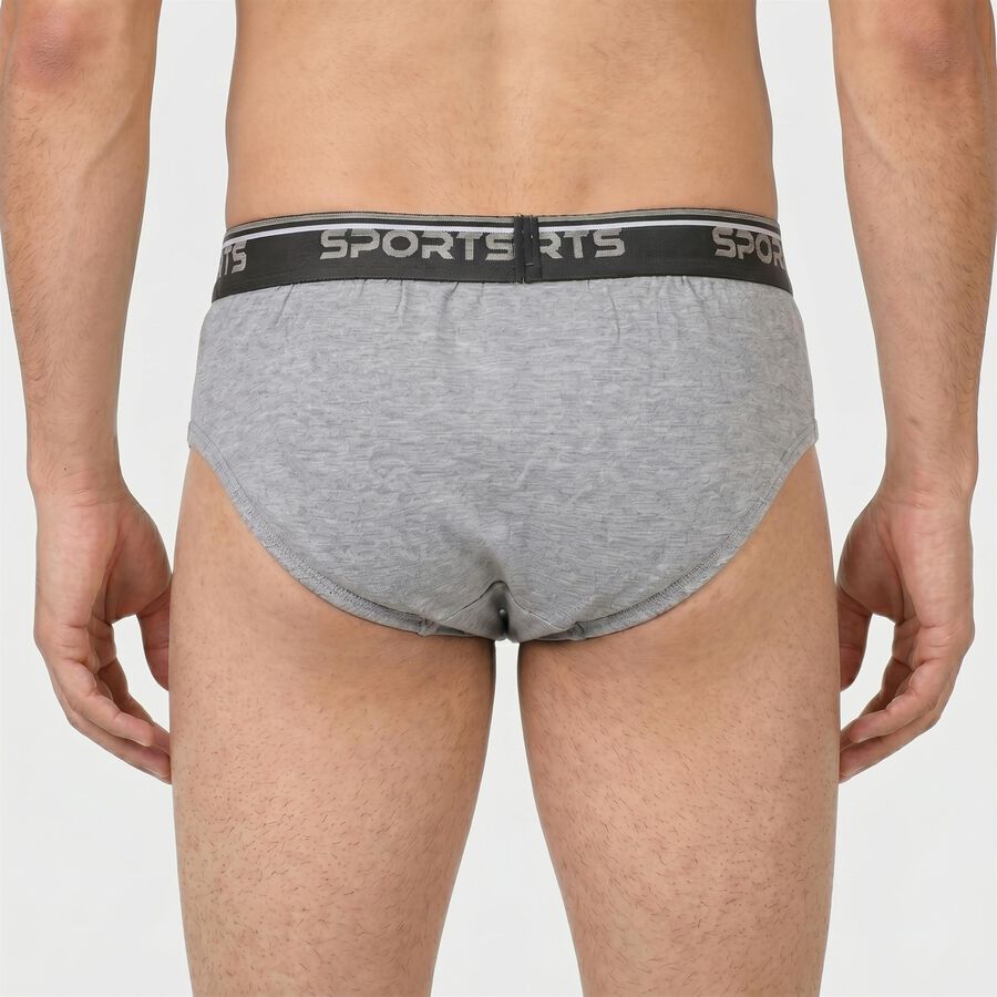 Men's Grey Regular Fit Sports Briefs, मिश्रित हल्का ग्रे, large