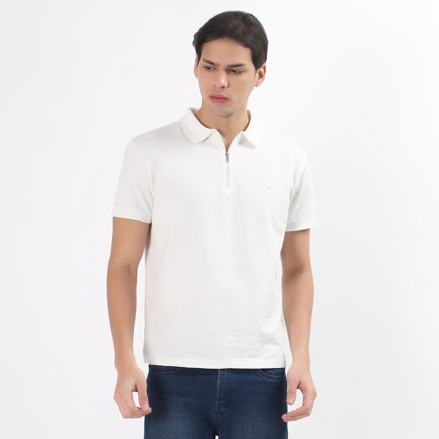 Men's White Polo Collar Classic T-Shirt, White, large image number null