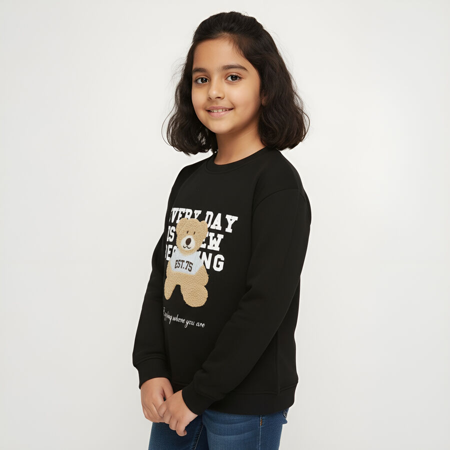 Girls' Sweatshirt, काला, large image number null