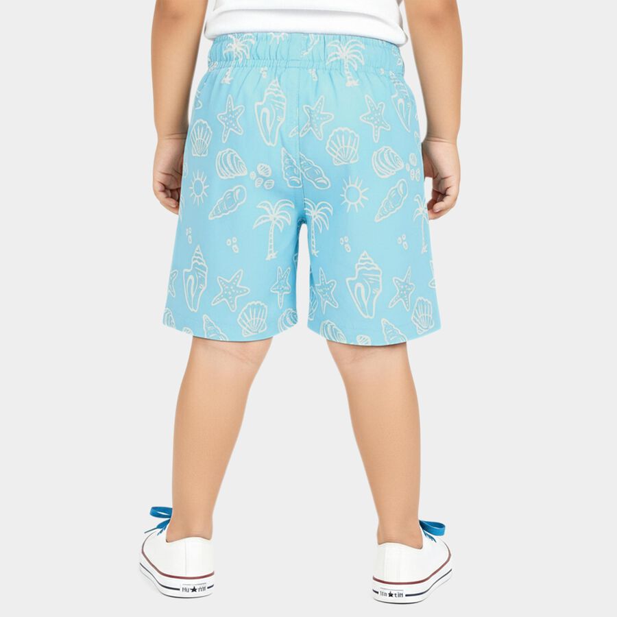 Boys' Blue Regular Fit Printed Bermuda Shorts, Light Blue, large