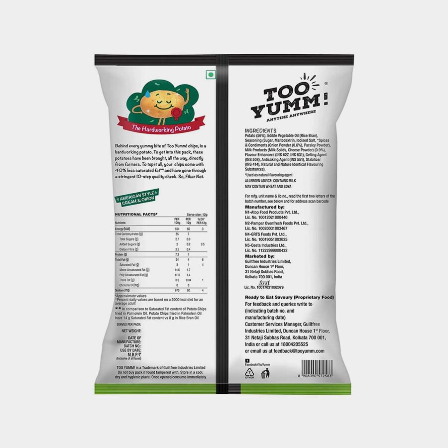 American Style Cream & Onion Potato Chips, , large image number null