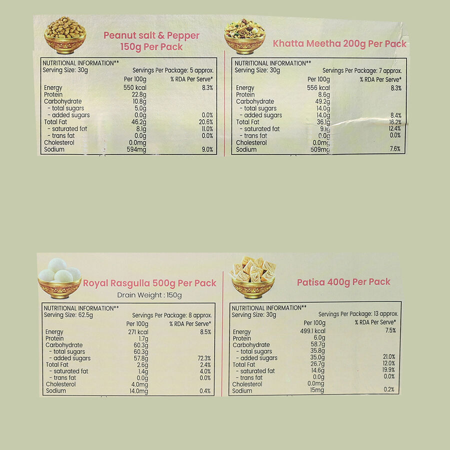 सोन पापड़ी और खट्टा मीठा गिफ्ट पैक - 867 ग्राम, , large image number null