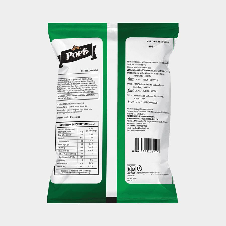 Pops Jalapeno Namkeen, 60 g, large image number null