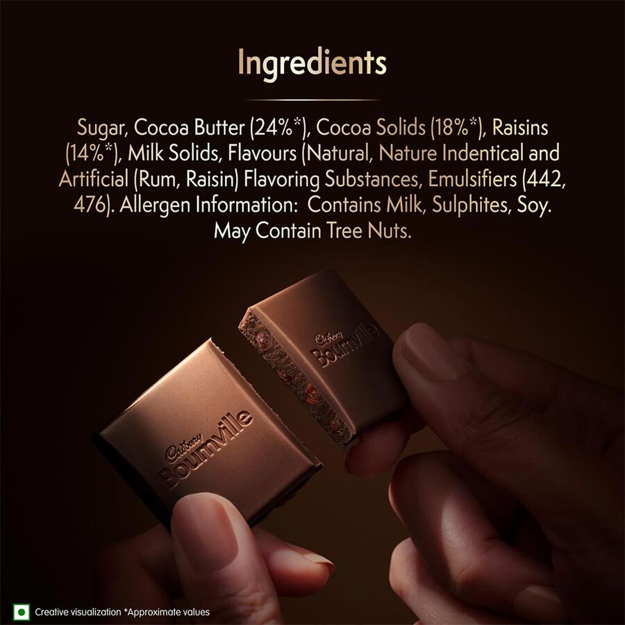 Bournville Rum & Raisin 50% Dark Chocolate Bar, , large