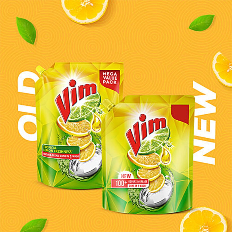 Dishwash Liquid Gel Lemon Pouch, 900 ml, large