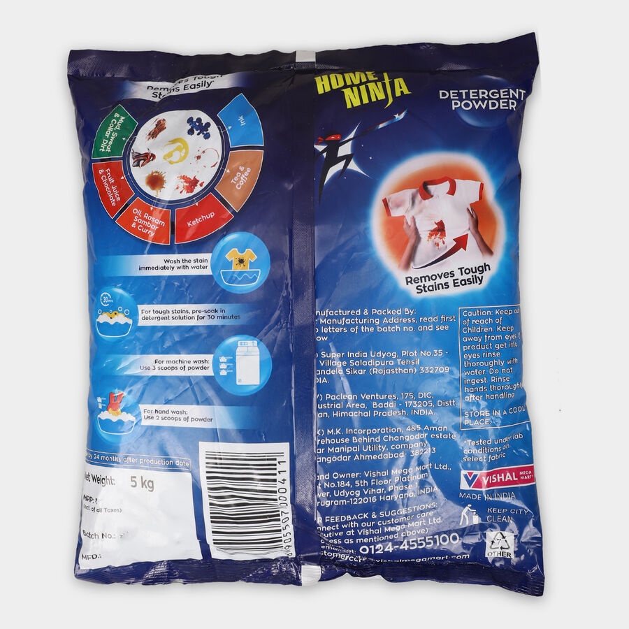 स्टेन रिमूवर डिटर्जेंट पाउडर, 4 किलो + 1 किलो, large image number null