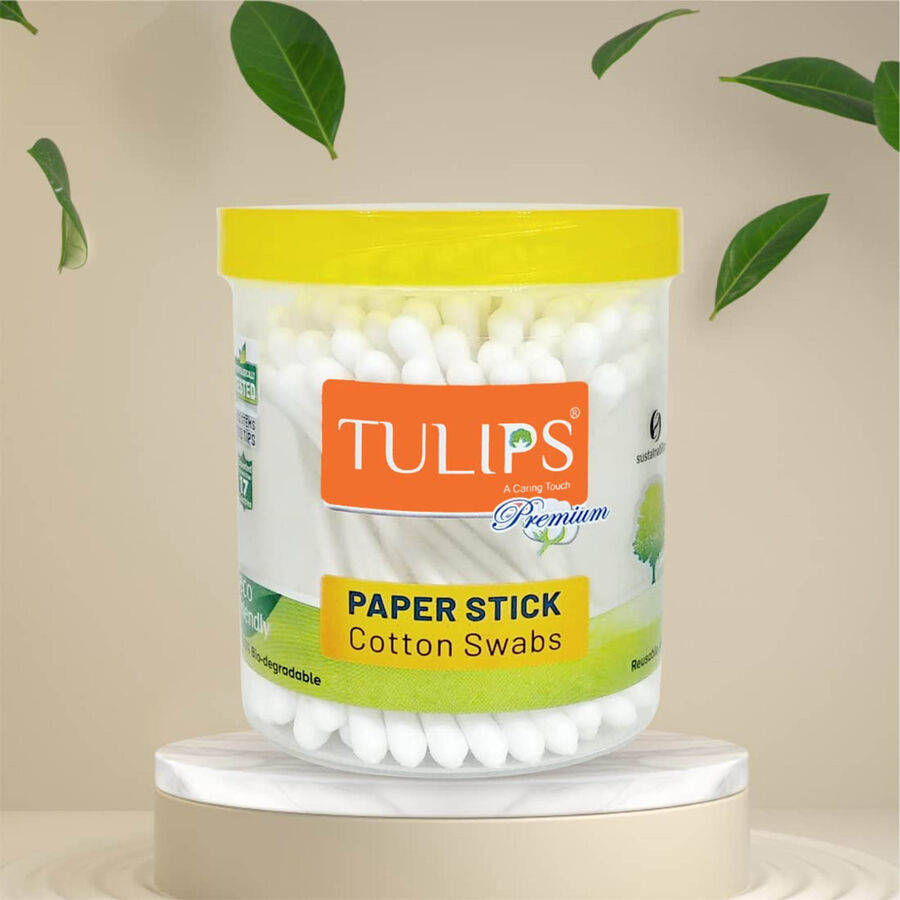 Cotton Ear Buds made with White Paper Stick, , large image number null