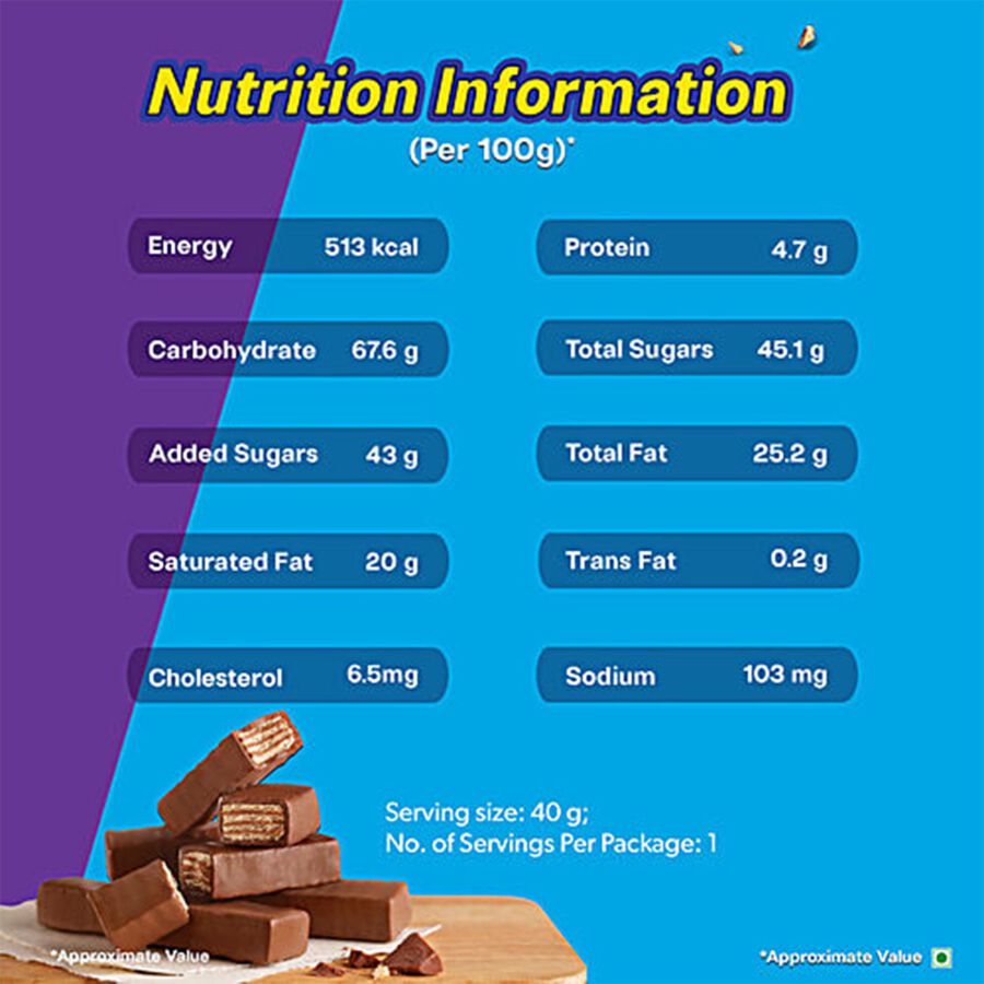 Perk Plus Chocolate Coated Wafer Bar, 40 g, large