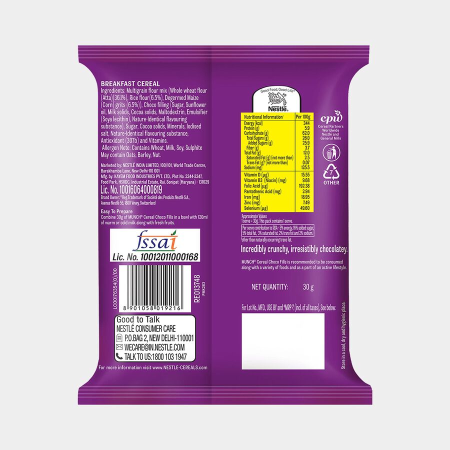Munch Choco Fills Breakfast Cereal, , large