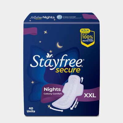 Secure Nights Sanitary Napkins with Back Leak Guards