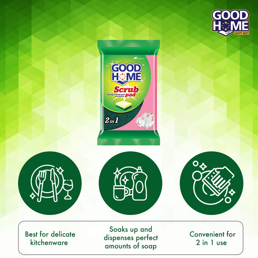 Scrub Pad - 2 in 1 (Sponge+Scrub Pad), , large image number null