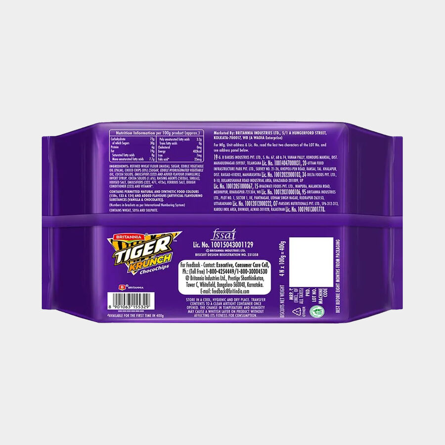 Tiger Krunch Choco Chips Biscuits, , large image number null