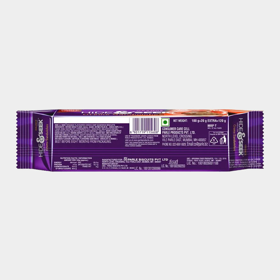 Hide & Seek Choco Chip Orange Crème Sandwiches, , large image number null
