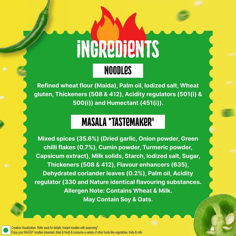 Maggi Spicy Green Chilli Instant Noodles With Seasoning, , large