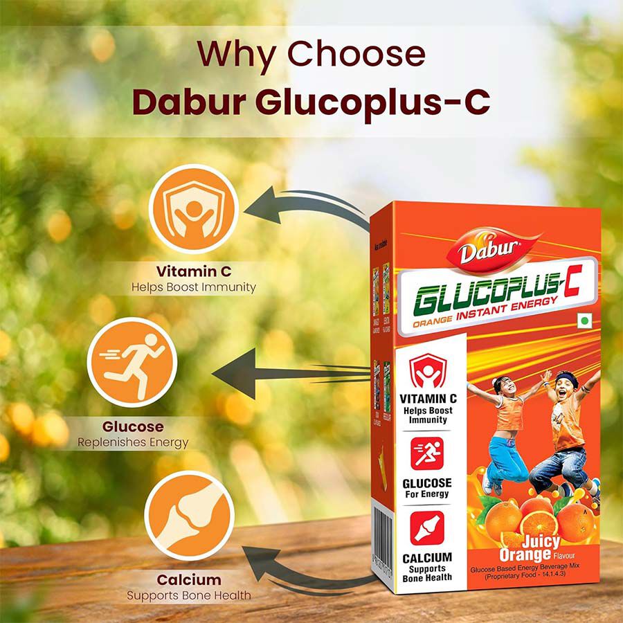 GlucoPlus-C Instant Energy Glucose Orange Flavour, , large image number null