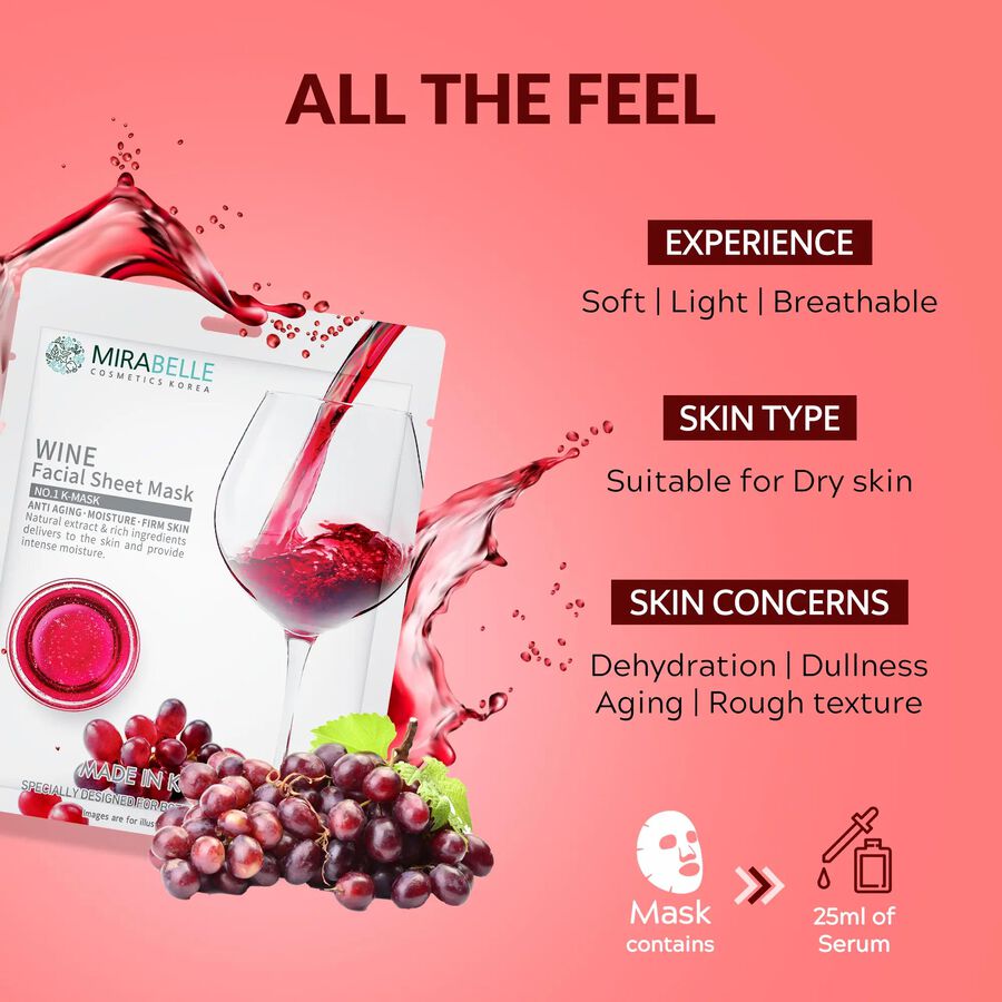 Wine Fairness Sheet Facial Mask, , large