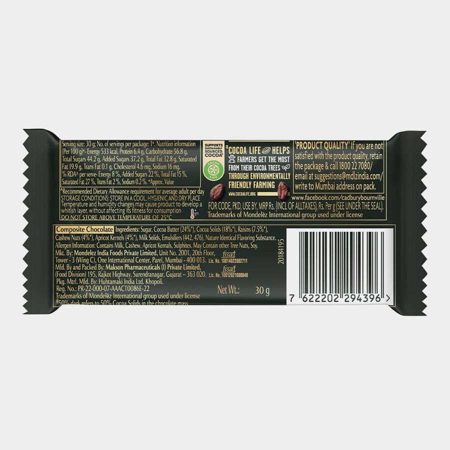 Bournville Fruit & Nut 50% Dark Chocolate Bar, , large