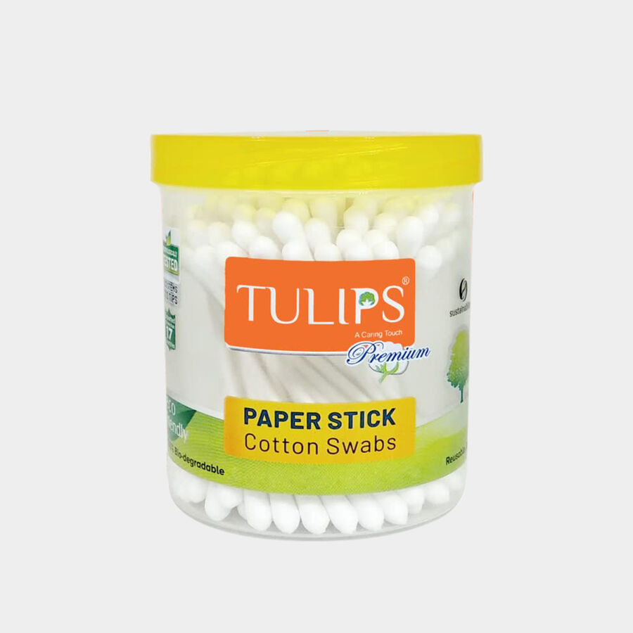 Cotton Ear Buds made with White Paper Stick, , large image number null