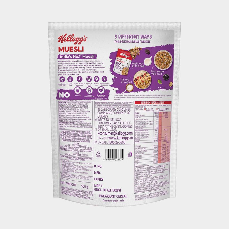 Millet Muesli with 84% Fruit, Seed & Multigrain, , large image number null