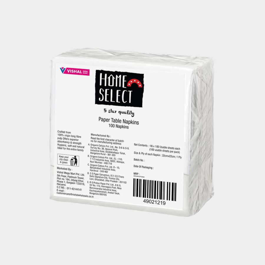 Paper Napkin - 22 X 22 cm, 1 Ply, , large image number null