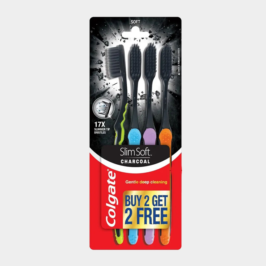 Slim Soft Charcoal Tooth Brush, , large image number null