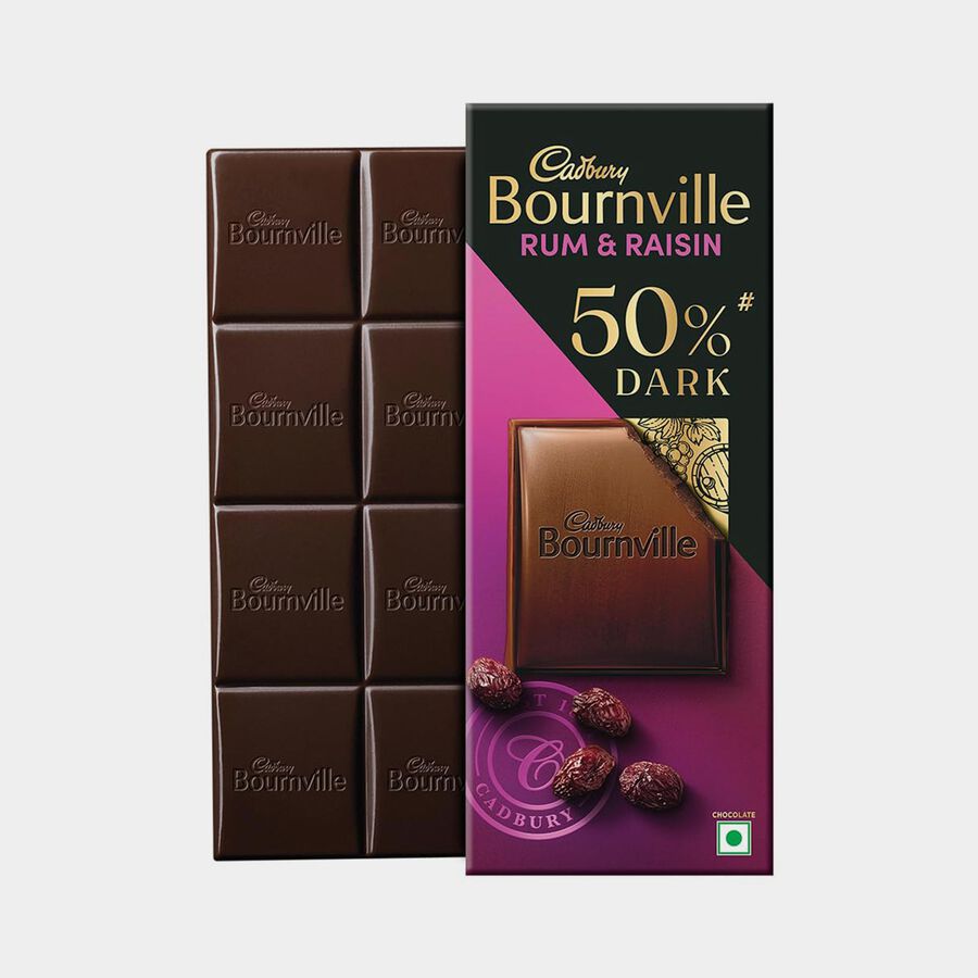 Bournville Rum & Raisin 50% Dark Chocolate Bar, , large