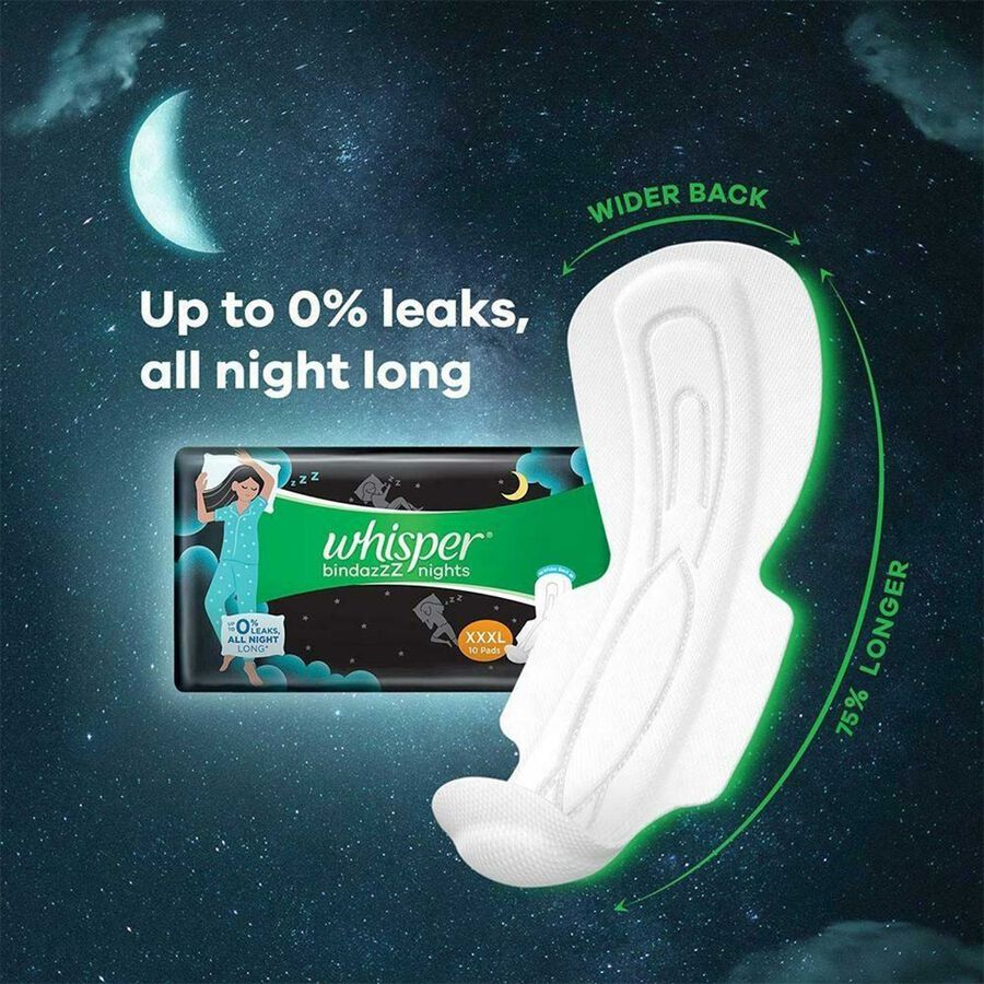 Thick Bindazzz Nights Sanitary Napkin with Wings (XXXL), , large image number null