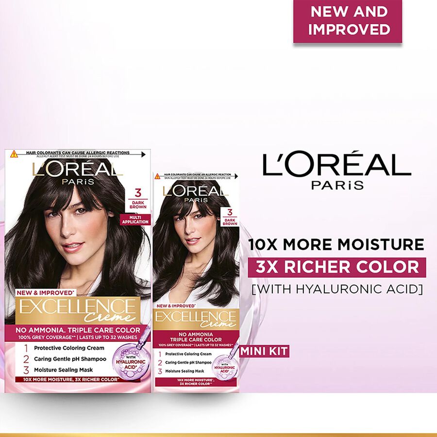New Excellence Cr&egrave;me Mini Hair Colour Shade 3 (Dark Brown), , large