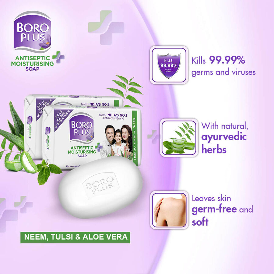 Antiseptic and Moisturising Bathing Soap with Aloe Vera, Neem and Tulsi, , large image number null