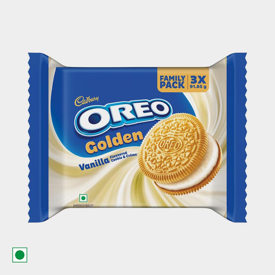 Oreo Golden Vanilla Flavoured Cookie & Creme Sandwich Biscuit, , large