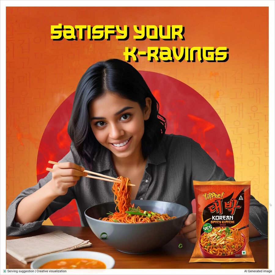 Yippee! Korean Spicy Kimchi Style, Veg Korean Noodles, , large