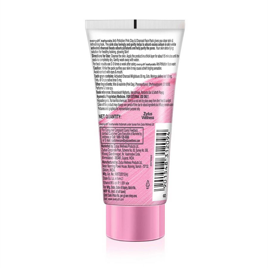 Charcoal & Pink Clay Face Pack, , large image number null