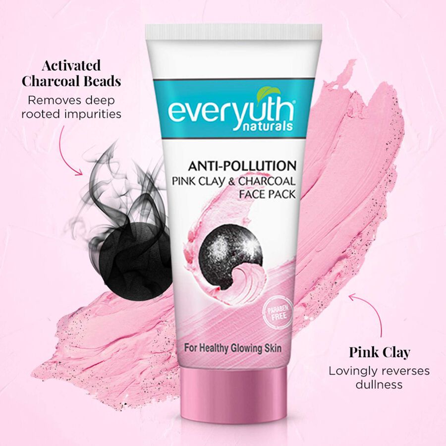 Charcoal & Pink Clay Face Pack, , large image number null