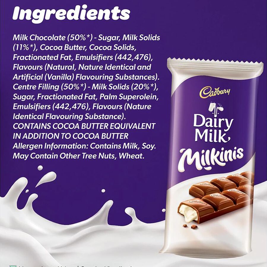 Dairy Milk Milkinis Chocolate Bars, 34 g, large image number null