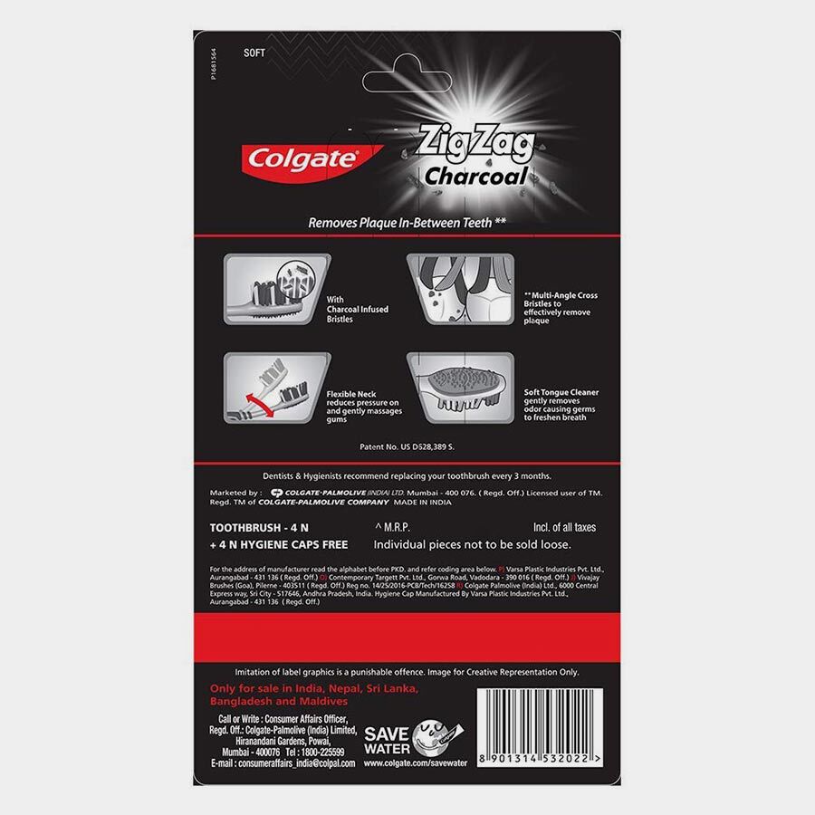 Soft Zig Zag Charcoal Tooth Brush, , large image number null