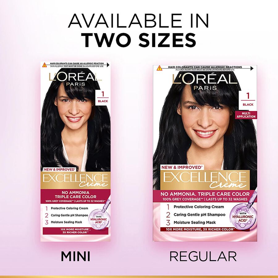 New Excellence Cr&egrave;me Mini Hair Colour Shade 1 (Black), , large