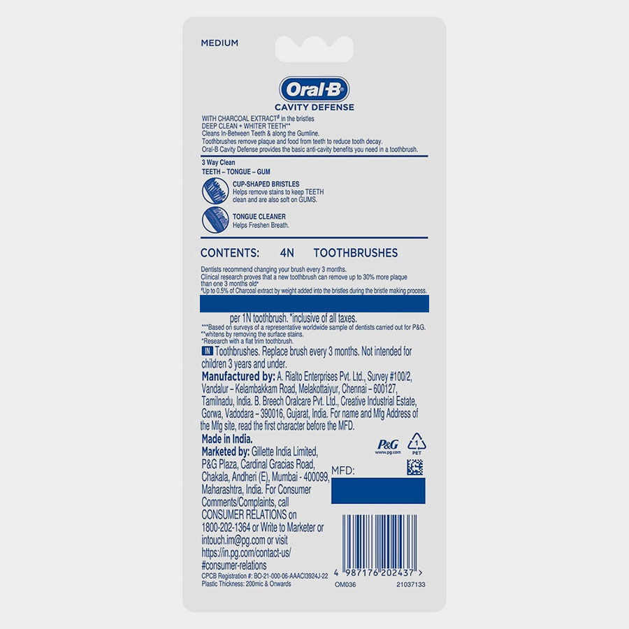 Cavity Defence Charcoal - Medium Tooth Brush, , large image number null