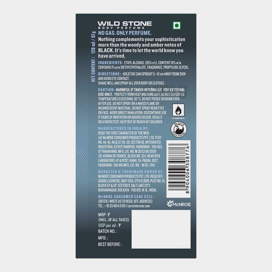 Intense Black No Gas Deodorant For Men, 120 ml X 2, large