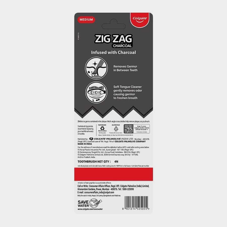 Charcoal Medium Tooth Brush, , large
